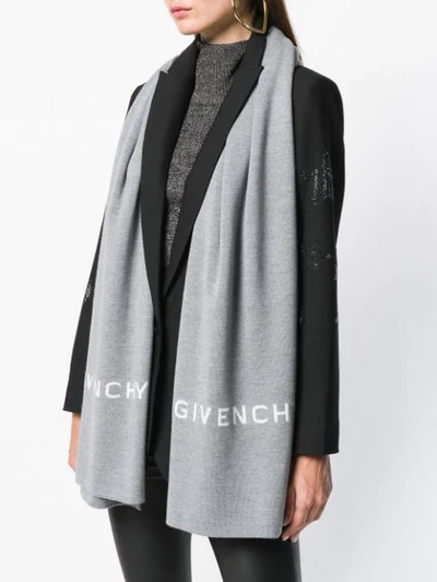Shop Givenchy Branded Scarf In Grey