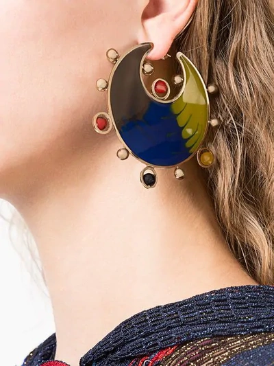 Shop Missoni Moon-shaped Drop Earrings In Multicolour