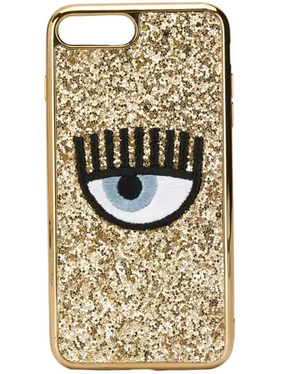Shop Chiara Ferragni Embroidered Eye Phone Case - Gold