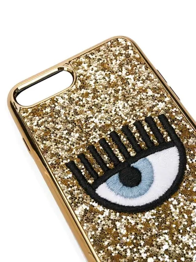 Shop Chiara Ferragni Embroidered Eye Phone Case - Gold