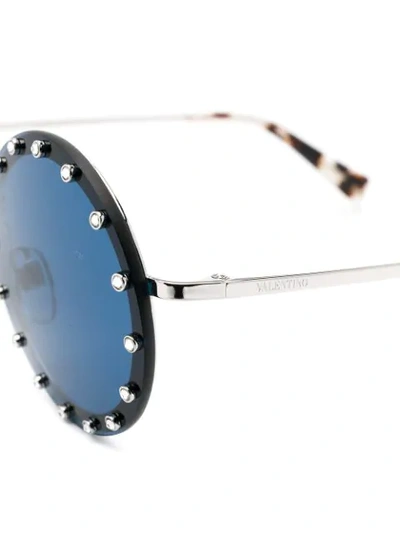 Shop Valentino Crystal Embellished Sunglasses In Blue