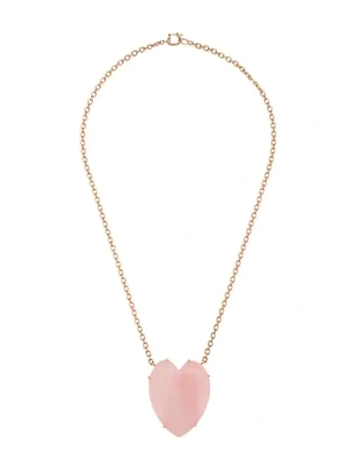 Shop Irene Neuwirth 18kt Rose Gold Pink Opal Heart Necklace