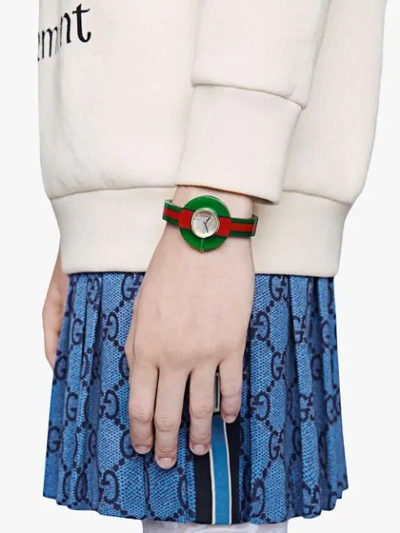 Shop Gucci Vintage Web Watch, 35mm In Green