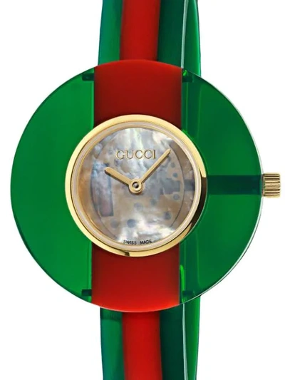 Shop Gucci Vintage Web Watch, 35mm In Green