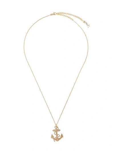 Shop Saint Laurent Anchor Chain Necklace In Metallic