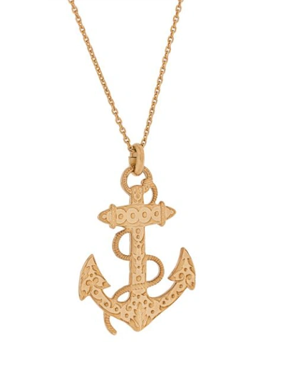 Shop Saint Laurent Anchor Chain Necklace In Metallic
