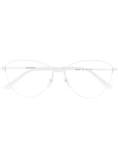 Shop Balenciaga Cat Eye Glasses In White