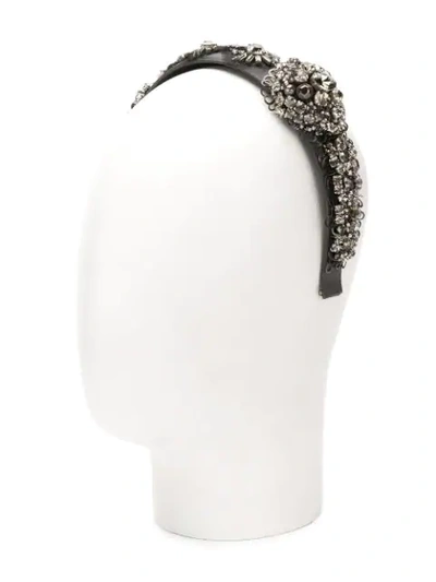 Shop Prada Crystal Floral Hairband - Black