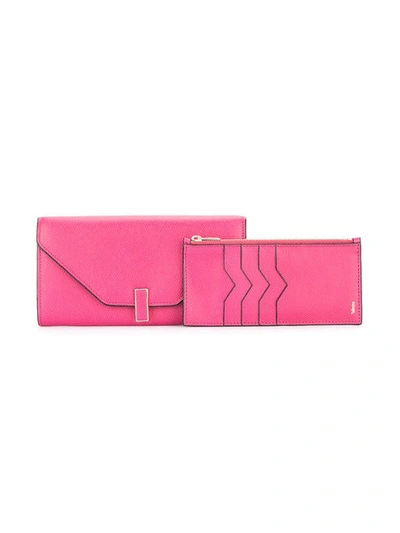 Shop Valextra Iside Continental Chained Wallet In Pink