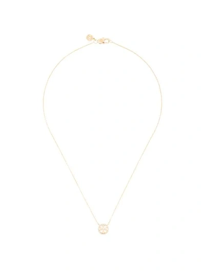 Shop Tory Burch Crystal Logo Necklace In Gold