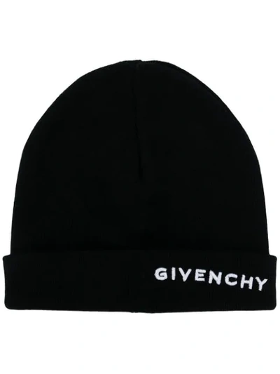 Shop Givenchy Logo Embroidered Beanie Hat In Black
