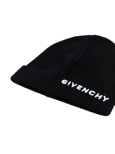 Shop Givenchy Logo Embroidered Beanie Hat In Black