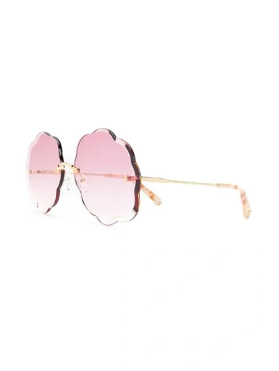 Shop Chloé Rosie Scalloped Round-frame Sunglasses In Pink