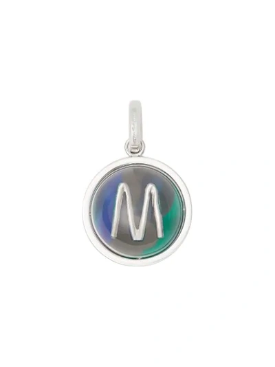 Shop Burberry Marbled Resin ‘m' Alphabet Charm In Silver