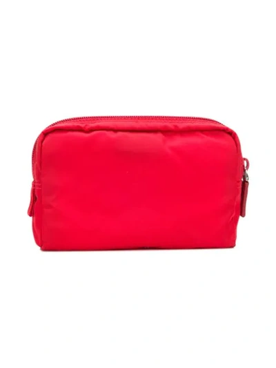 Shop Prada Classic Nylon Make-up Bag In Red