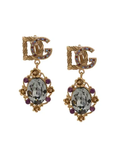 Shop Dolce & Gabbana Logo Clip Earrings In Gold