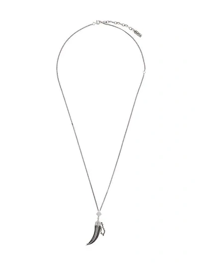 Shop Saint Laurent Dagger Charm Necklace In Metallic