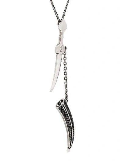 Shop Saint Laurent Dagger Charm Necklace In Metallic