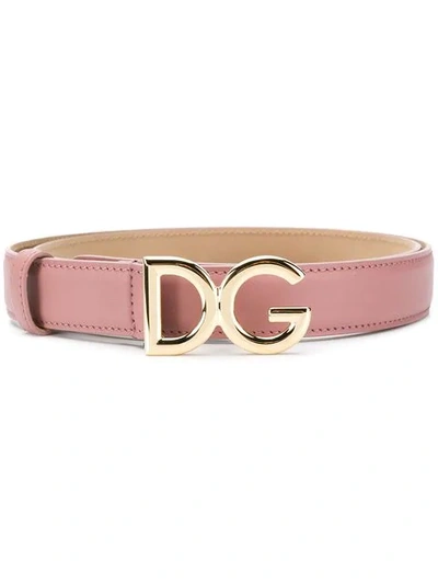 Shop Dolce & Gabbana Logo Buckle Belt In Pink