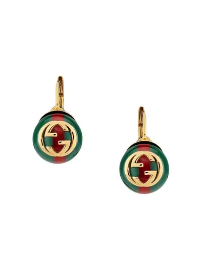 Shop Gucci Web Earrings In Green