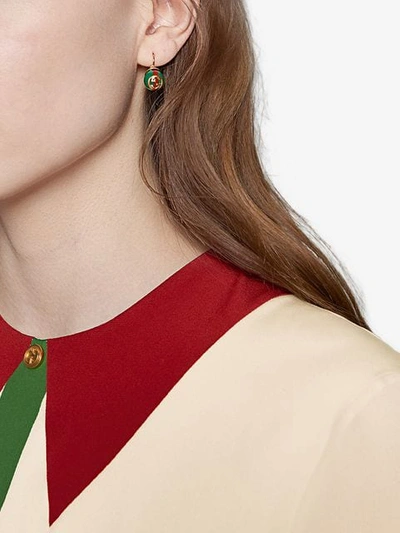 Shop Gucci Web Earrings In Green
