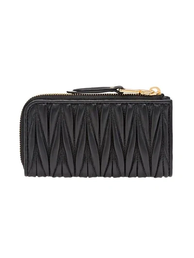 Shop Miu Miu Matelassé Keyholder In Black