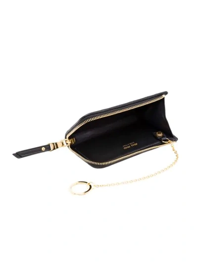 Shop Miu Miu Matelassé Keyholder In Black