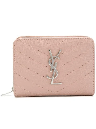 Shop Saint Laurent Monogram Compact Wallet In Pink