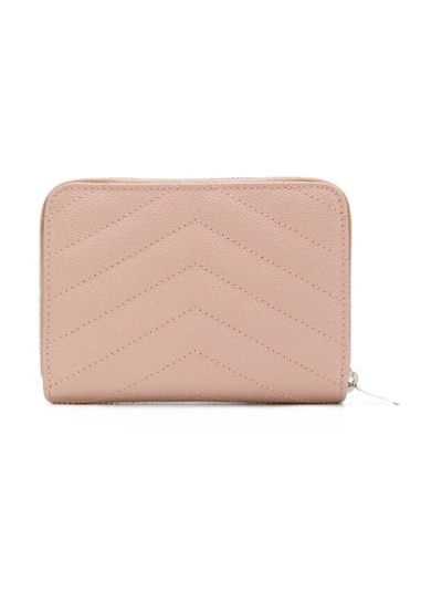 Shop Saint Laurent Monogram Compact Wallet In Pink