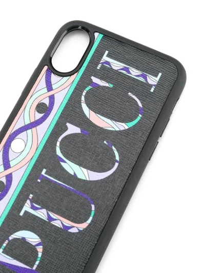 Shop Emilio Pucci Burle Print Logo Phone Case In Black