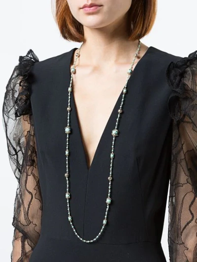 Shop Marchesa Notte Long Beaded Necklace In Blue