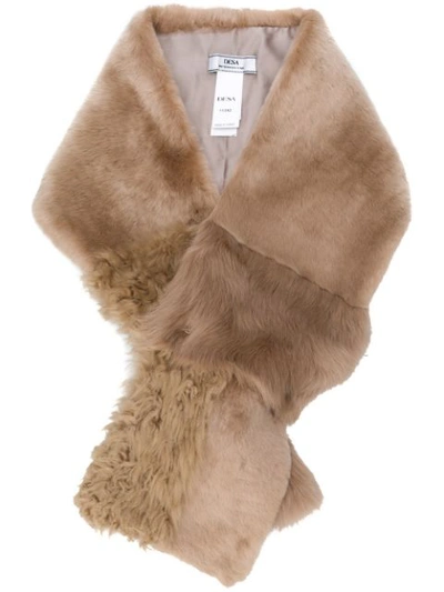 Shop Desa Collection Fur Scarf In Brown
