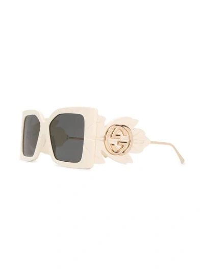 Shop Gucci Oversized Square Sunglasses In Neutrals