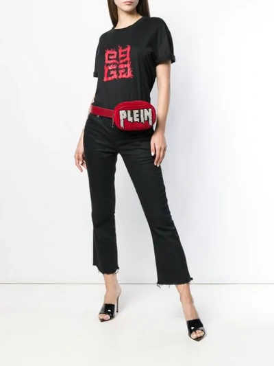 Shop Philipp Plein Quilted Crystal Logo Belt Bag In Red