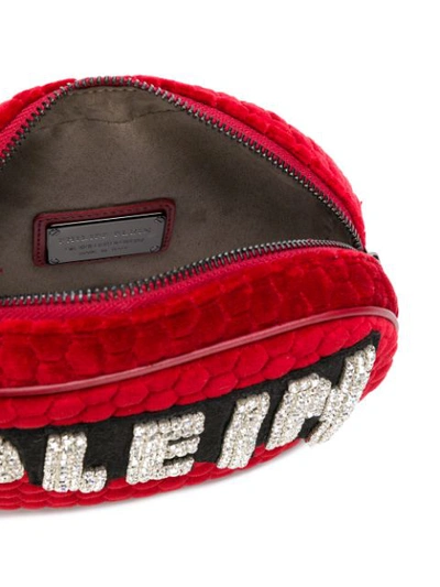 Shop Philipp Plein Quilted Crystal Logo Belt Bag In Red
