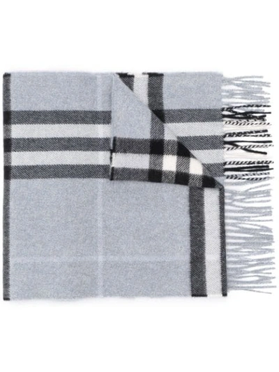 Shop Burberry Giant Check Cashmere Scarf In Blue