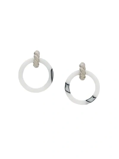 Shop Balenciaga Hoop Earrings In Silver