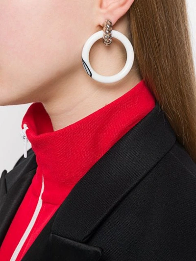 Shop Balenciaga Hoop Earrings In Silver