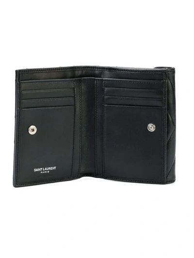 Shop Saint Laurent Loulou Flap Wallet In Black