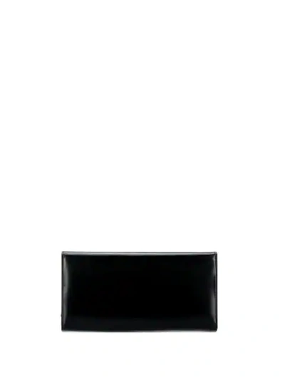 Pre-owned Prada Varnished Logo Continental Wallet In Black