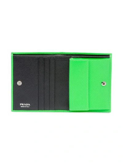 Shop Prada Small Saffiano Leather Wallet In Green