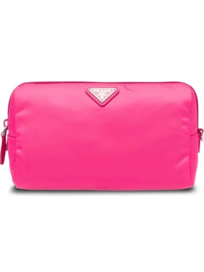 Shop Prada Zipped Cosmetic Bag In Pink