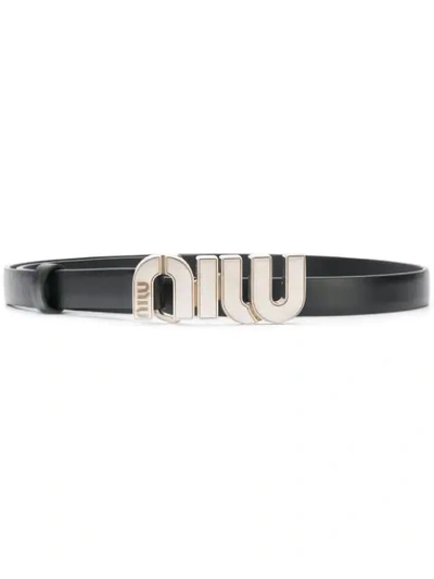 Shop Miu Miu Logo Plaque Belt - Black