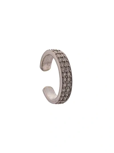 Shop Anita Ko 18kt White Gold Double-row Diamond Ear Cuff In Silver