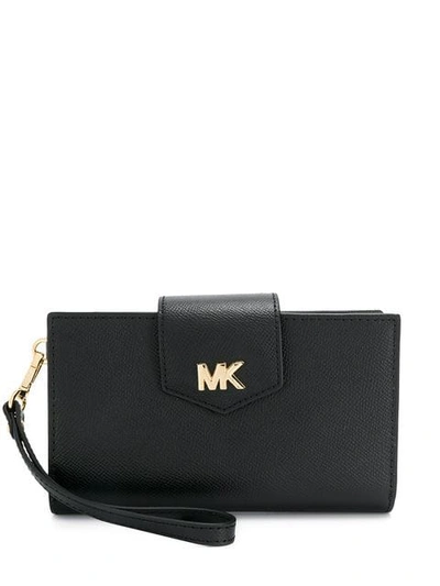 Shop Michael Michael Kors Snap Wristlet Wallet In Black