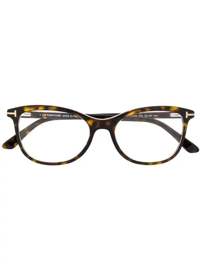 Shop Tom Ford Havana Oval-frame Glasses In Brown