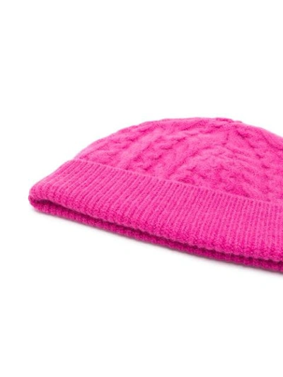 Shop Aspesi Cable Knit Beanie - Pink
