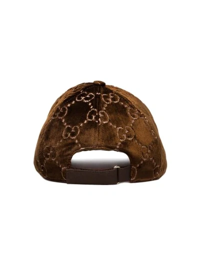 Shop Gucci Gg-embroidered Silk-blend Baseball Cap In Brown