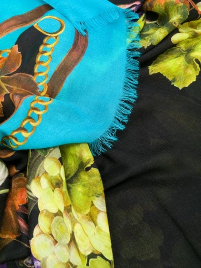 Shop Dolce & Gabbana Floral Print Scarf In Blue