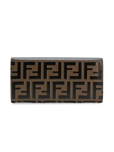 Shop Fendi Logo Wallet In Brown